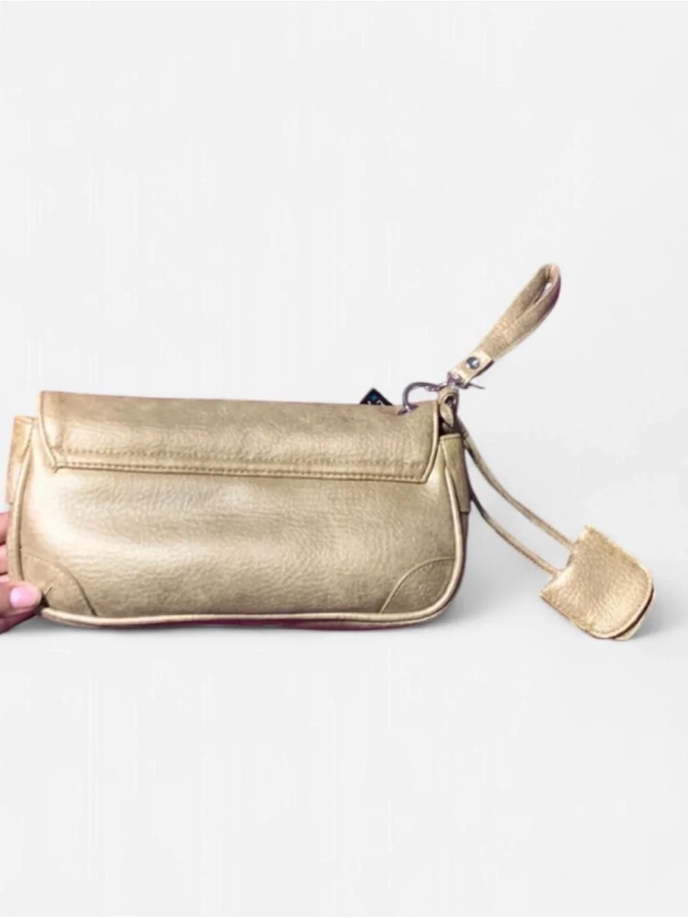 Metallic Gold Leather Wristlet Clutch
